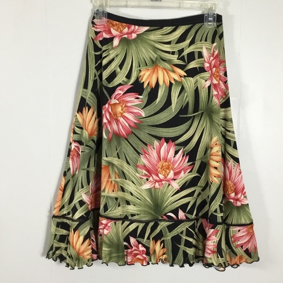 Tommy Bahama Hawaiian Floral Vacation Outfit Size XS 100% Silk Skirt Tank Top - Picture 2 of 3